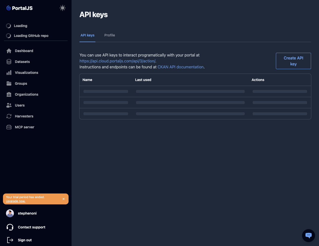 placeholder: API keys page