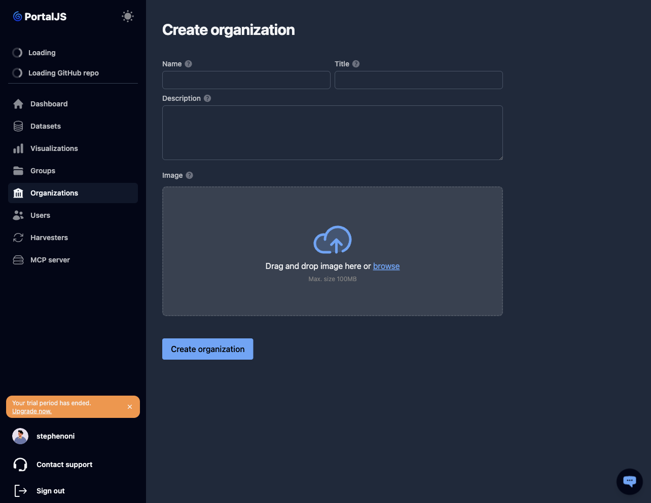 placeholder: create organization form