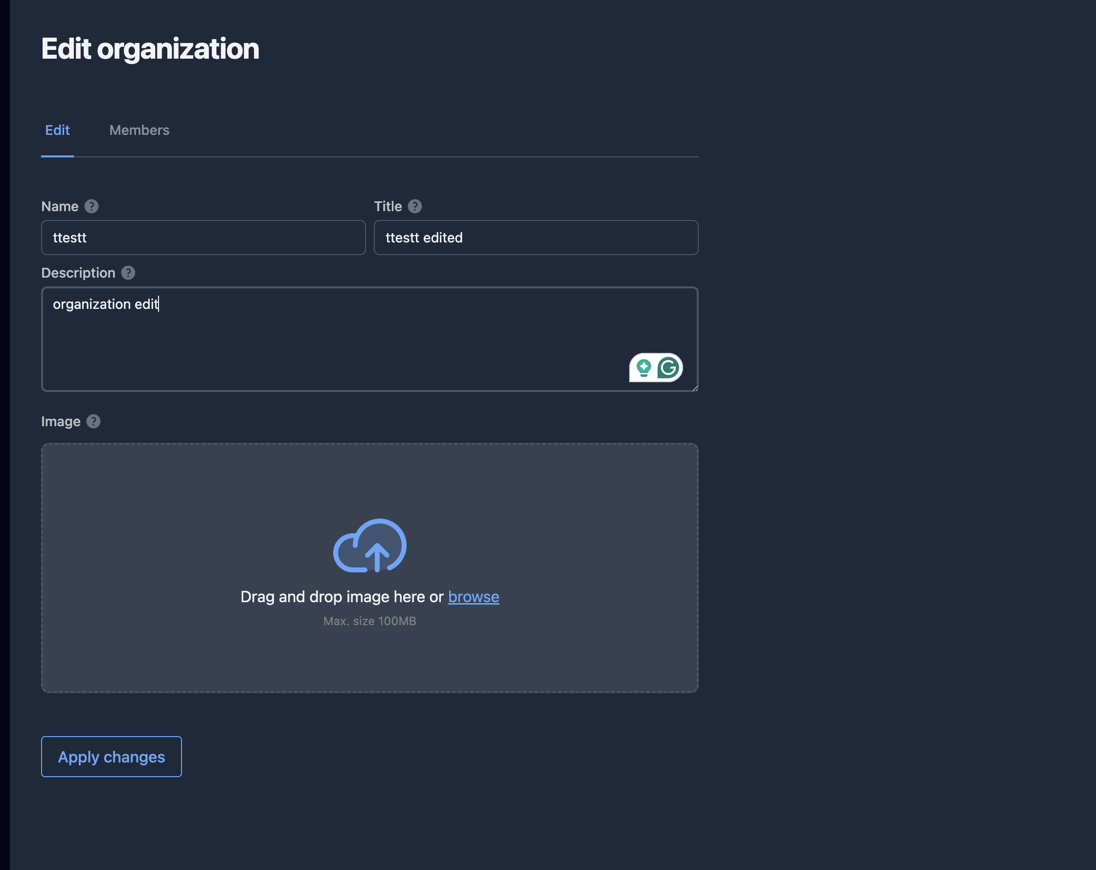 placeholder: organization edit tabs