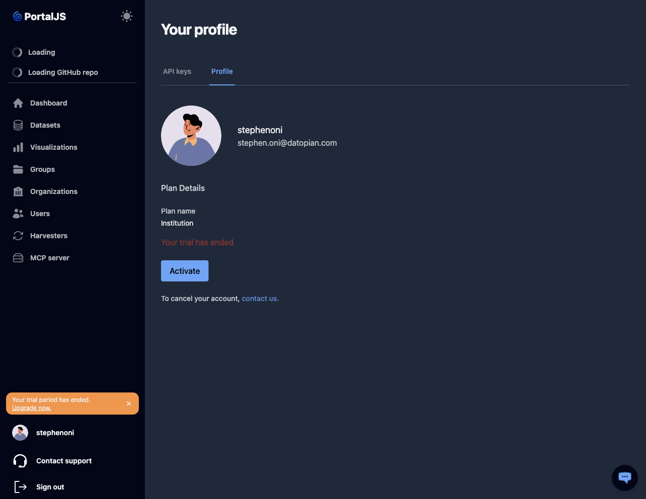 placeholder: profile page view mode